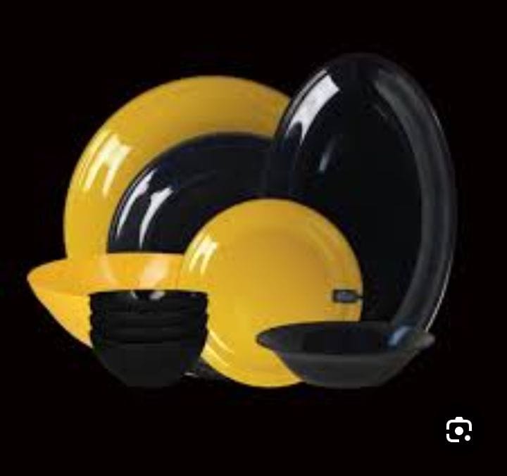 Melamine Dinner Set 27 pcs Round Yellow*Black INSPIRE