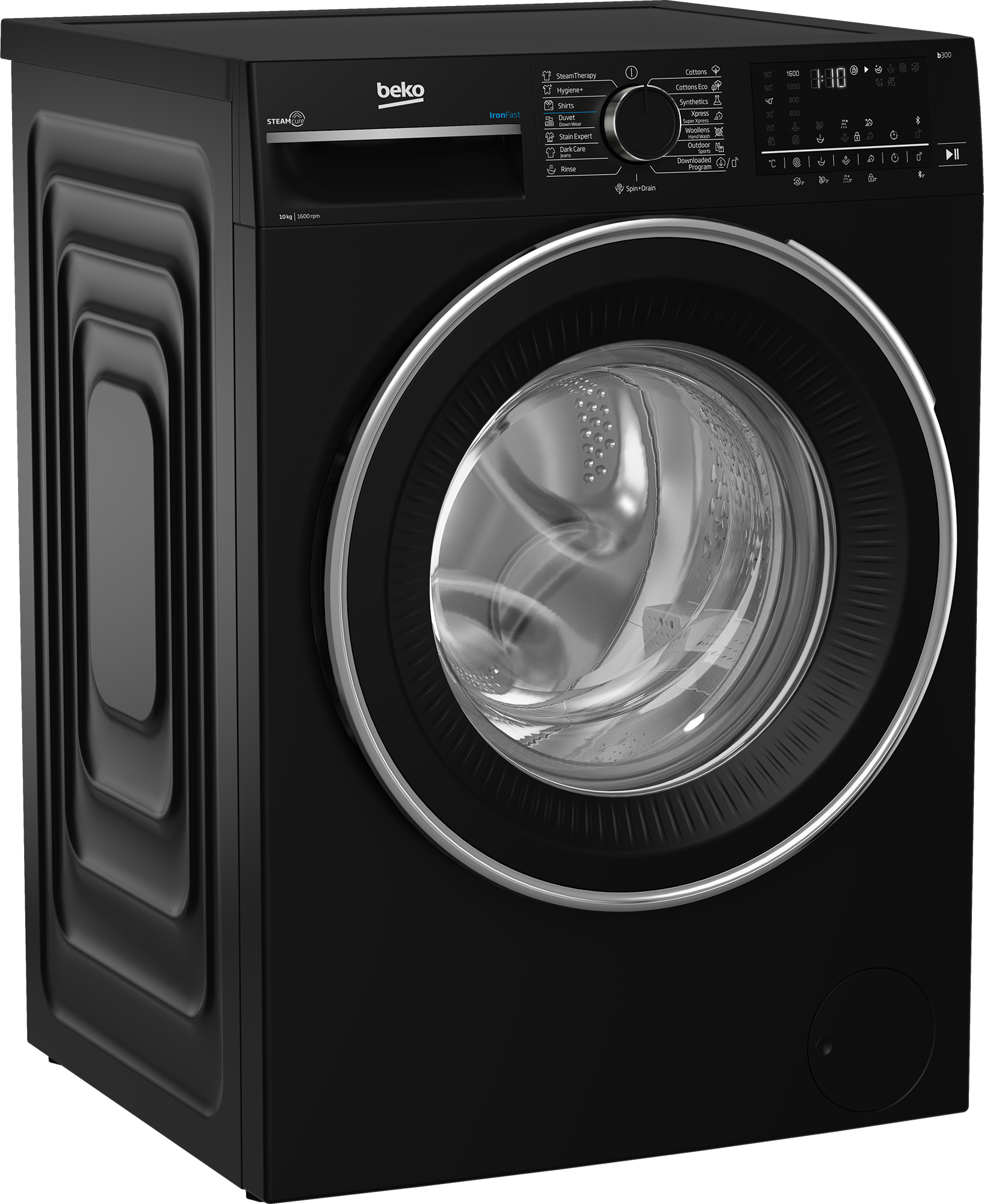 Beko 10kg Washing Machine – Black, 1600 RPM, Steam, Inverter, Digital, Bluetooth (Model B3WFU50)