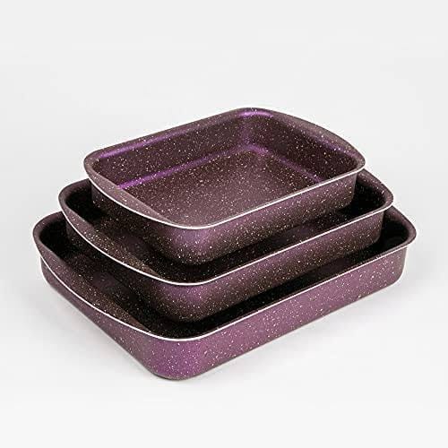 Set of 3 rectangular granite trays 20*18 & 31*23 & 35*25 colors