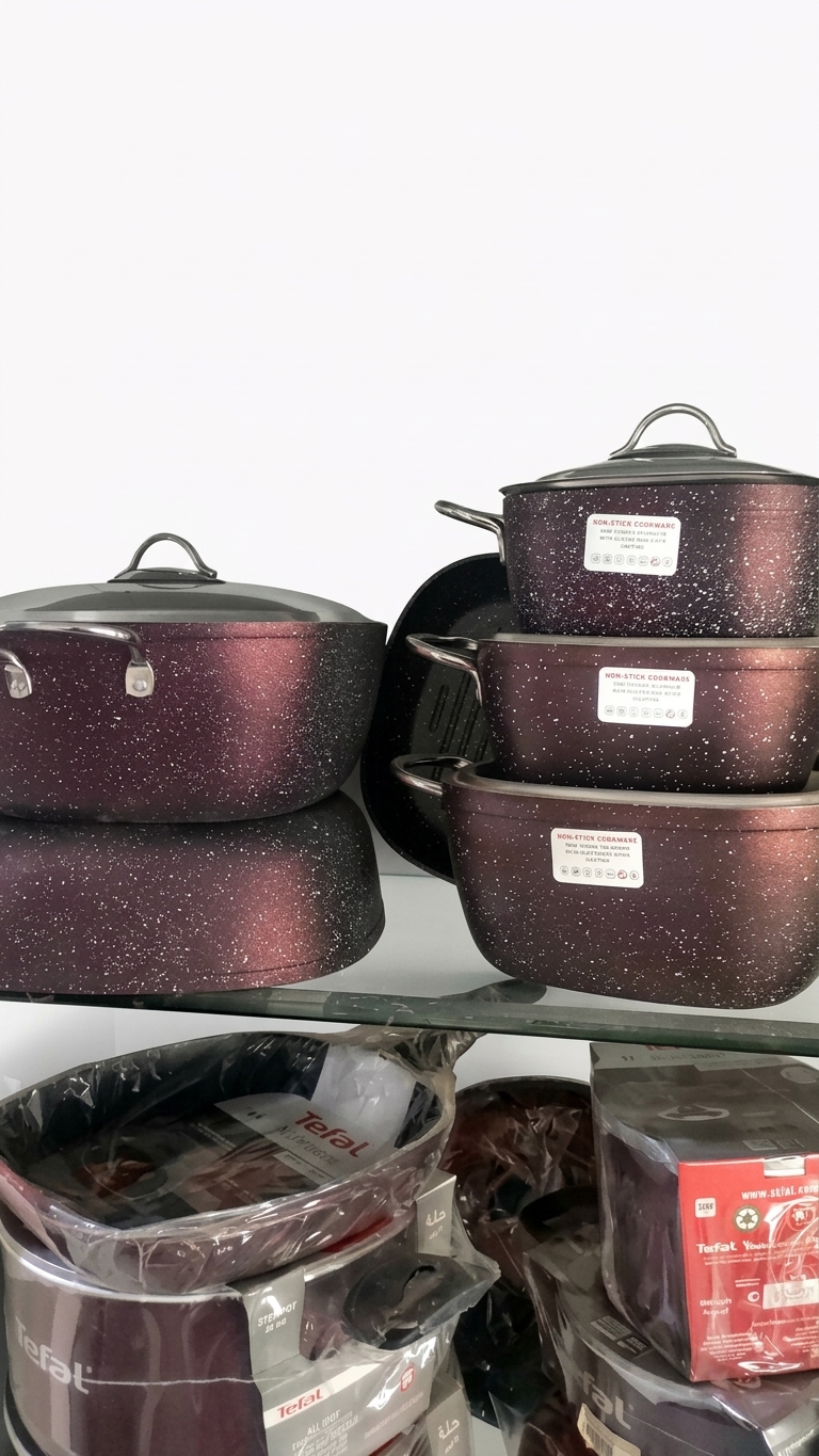 10-piece square granite set with grill, stainless steel, Kitchenova RED