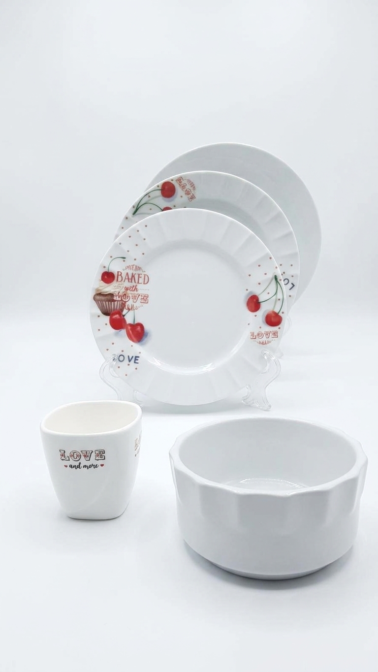 Marble Dinner Set, Square 25 Pieces, Porcelain