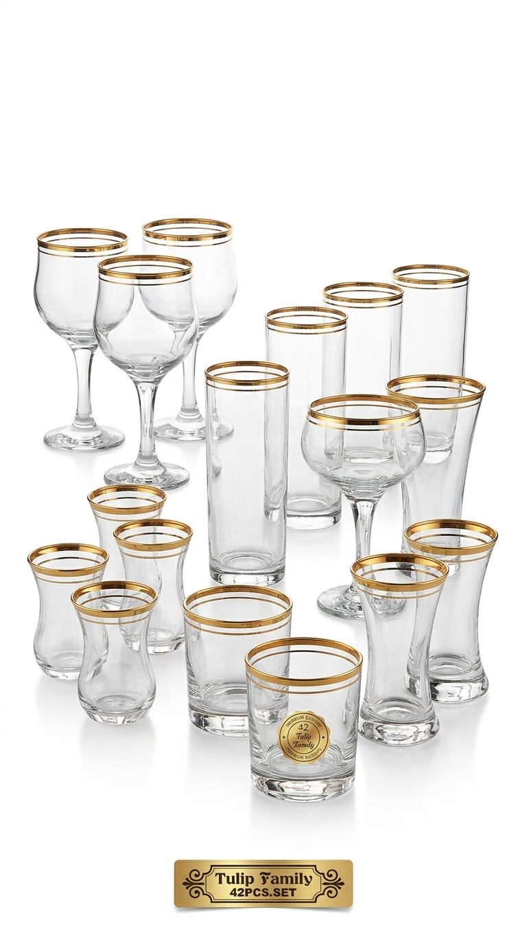 42-piece Turkish gold-plated set