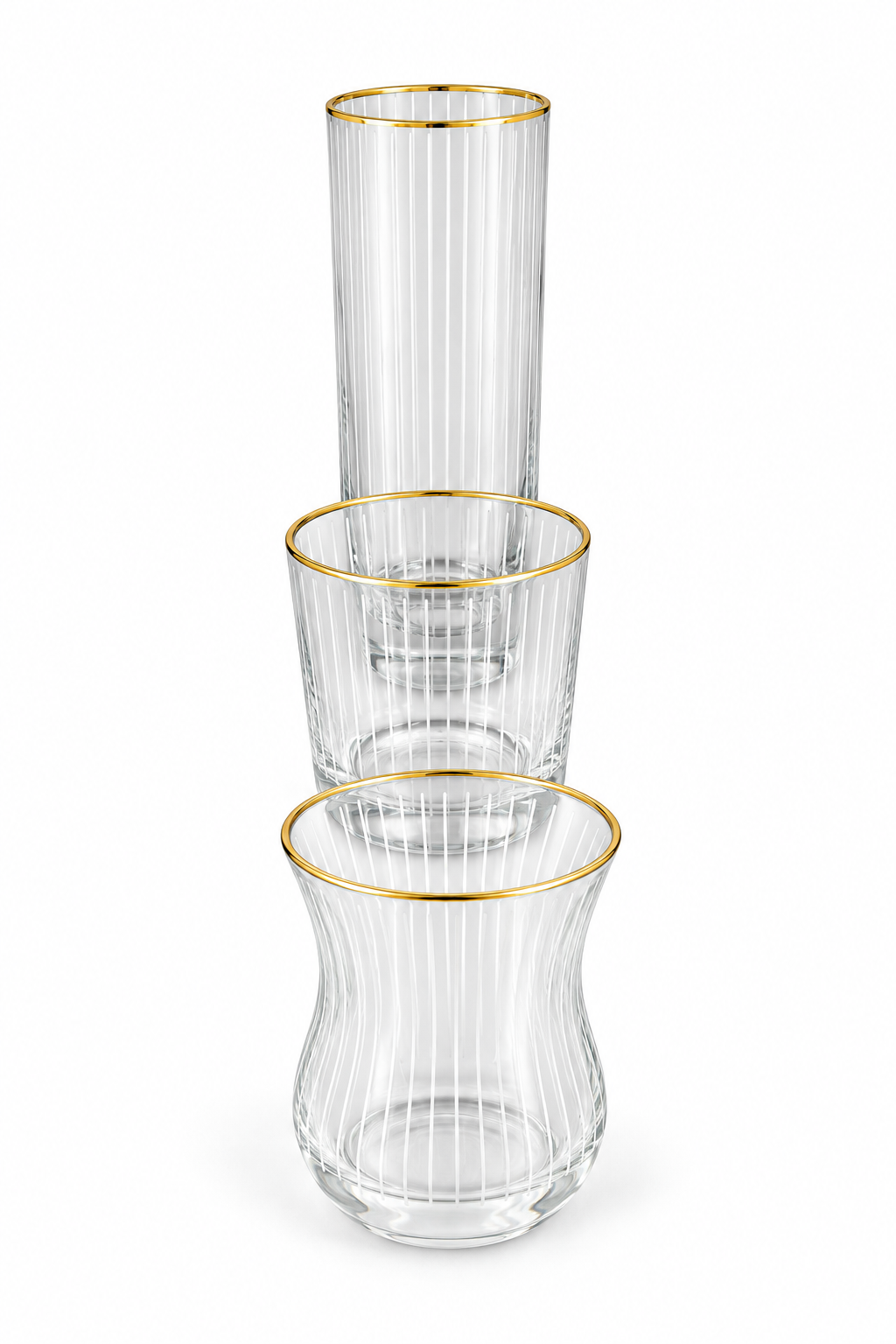 18-piece laser-etched gold-tone drinkware set