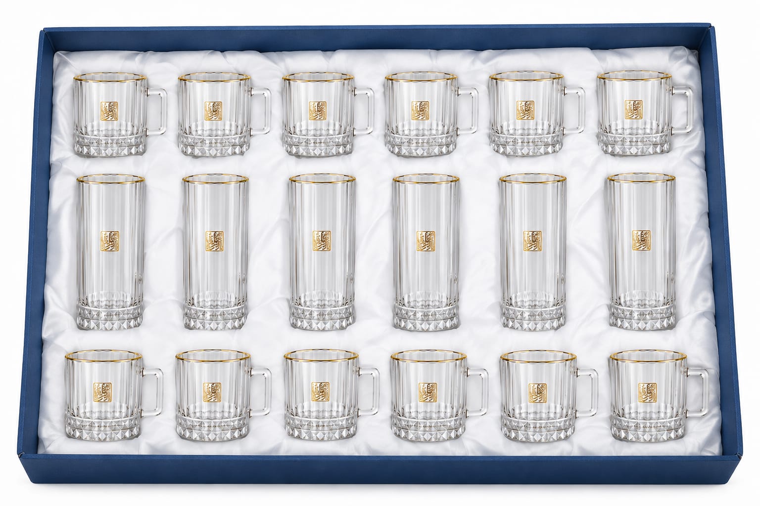 Set of 12 gold-accented crystal pieces