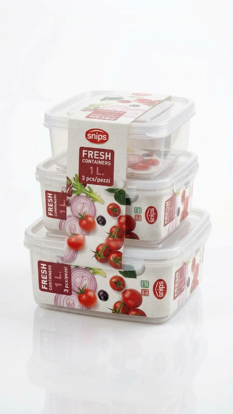 3-Piece Square Refrigerator Container Set, 1L (2878)