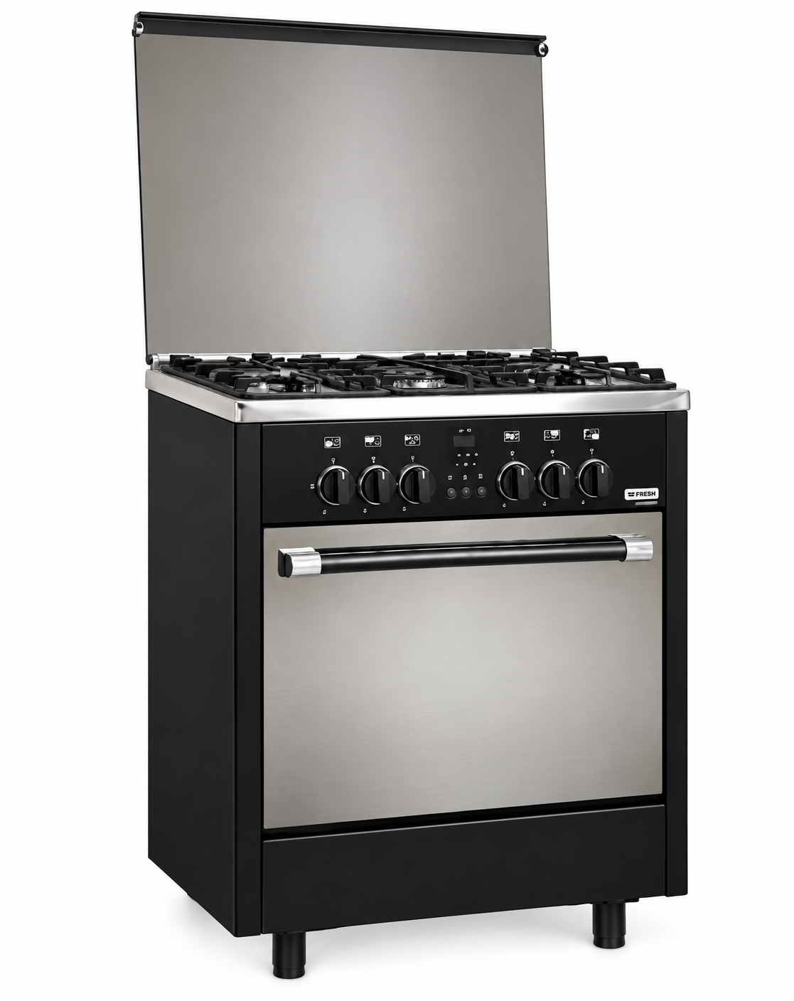 Fresh Professional 65 Gas Cooker, with Safety and Fan, Black