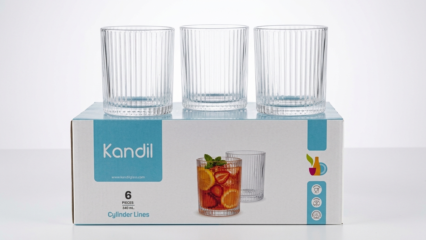 Qandeel Round Glass Set, 340 ml, 6-piece