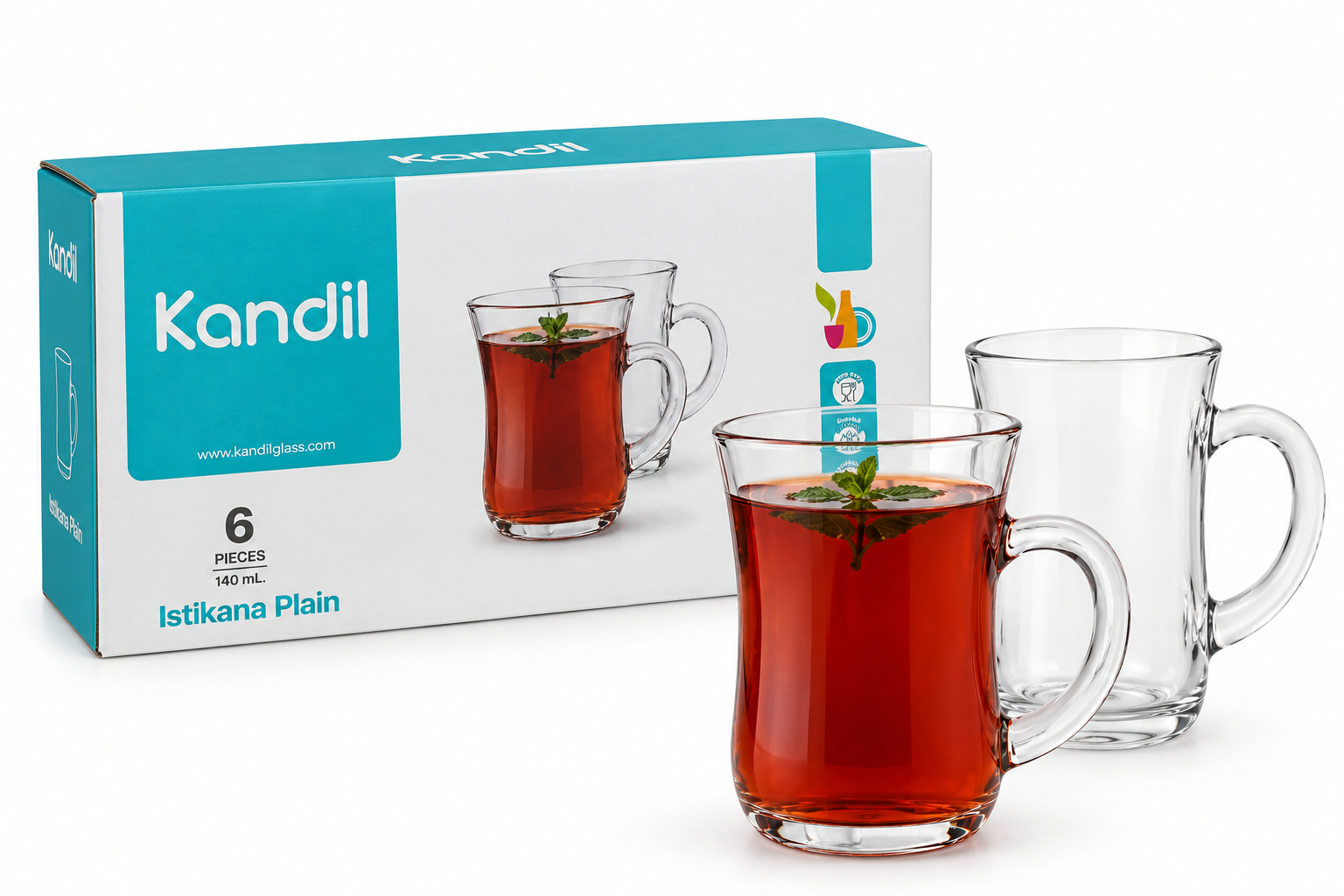 Qandeel Mug and Tea Glass Set 140mm