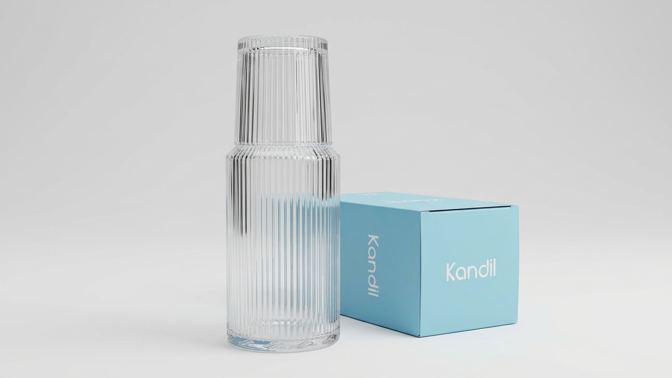 A water-bottle-style lamp with a circular cup/base.
