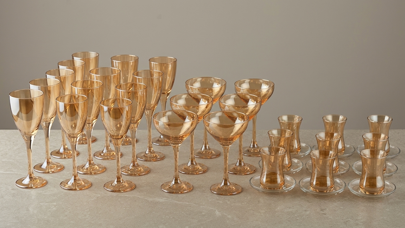 42-piece Turkish dinnerware set (honey-colored)