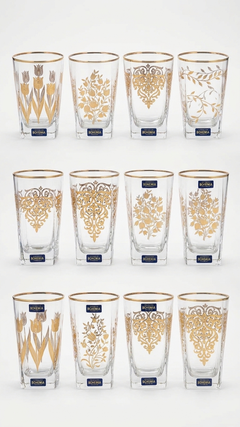 12-piece assorted set with gold decal