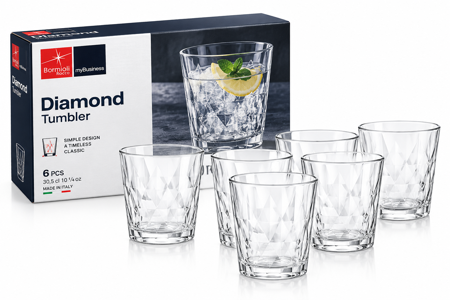 Bormioli Diamond Plain Water Set