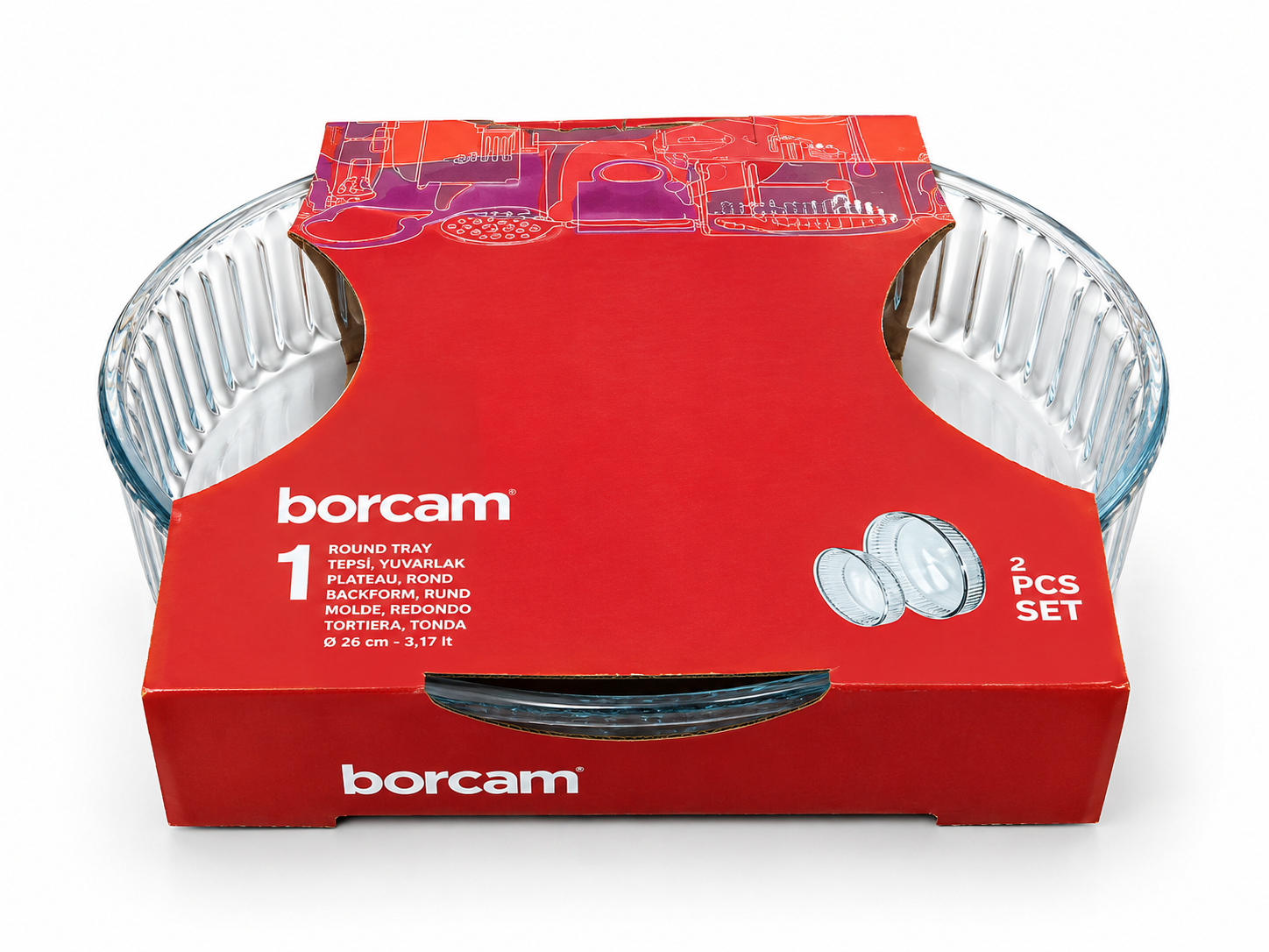 Borcam Heat-Resistant Pizza Tray, 2-Piece Set, 15"